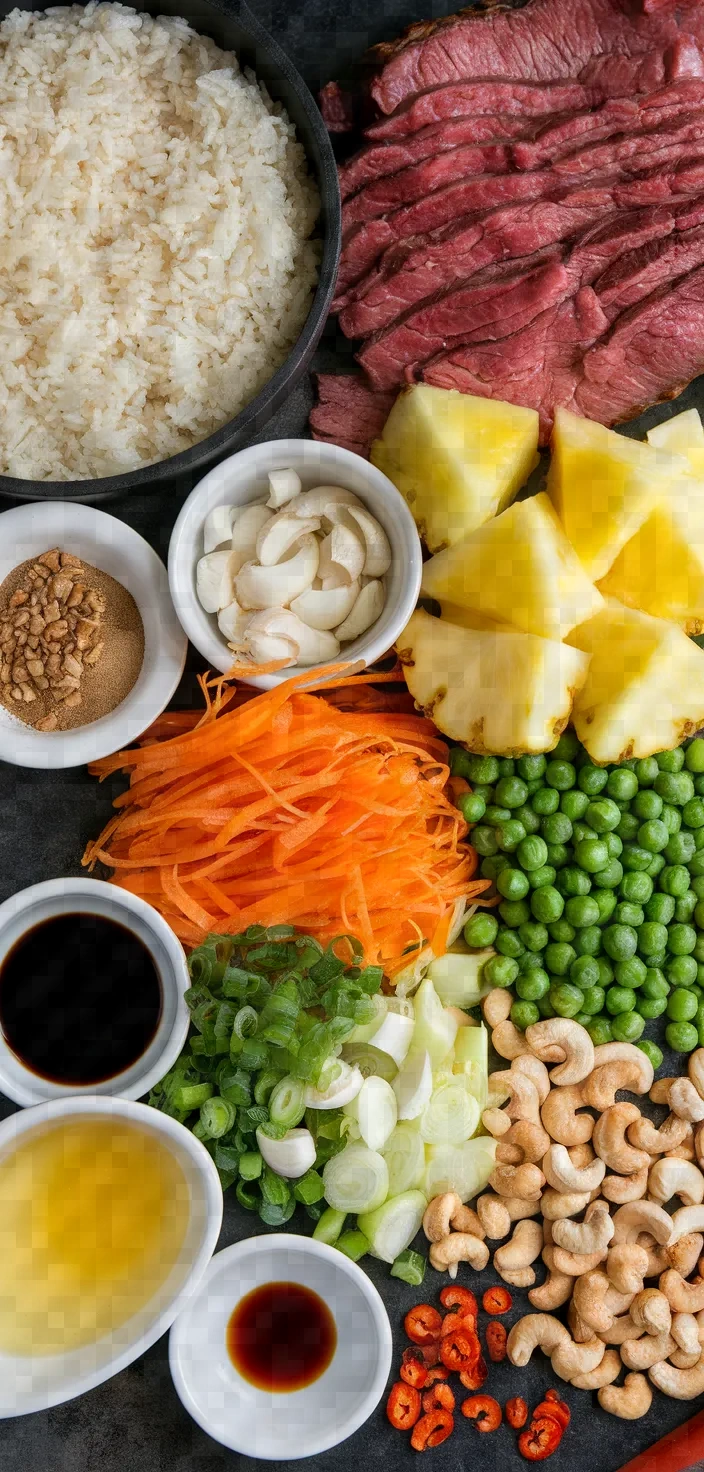 Ingredients photo for Beef Pineapple Fried Rice Recipe