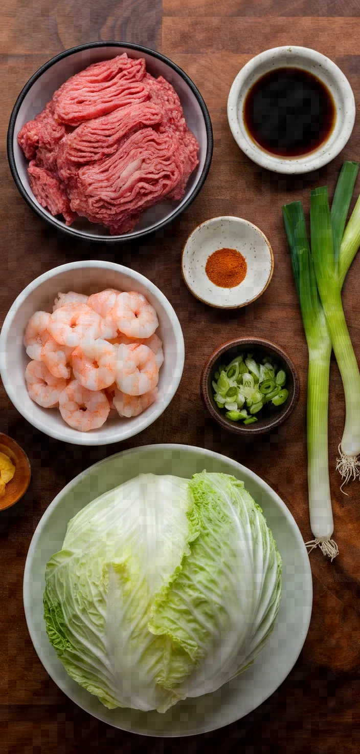 Ingredients photo for Chinese Steamed Cabbage Rolls Recipe