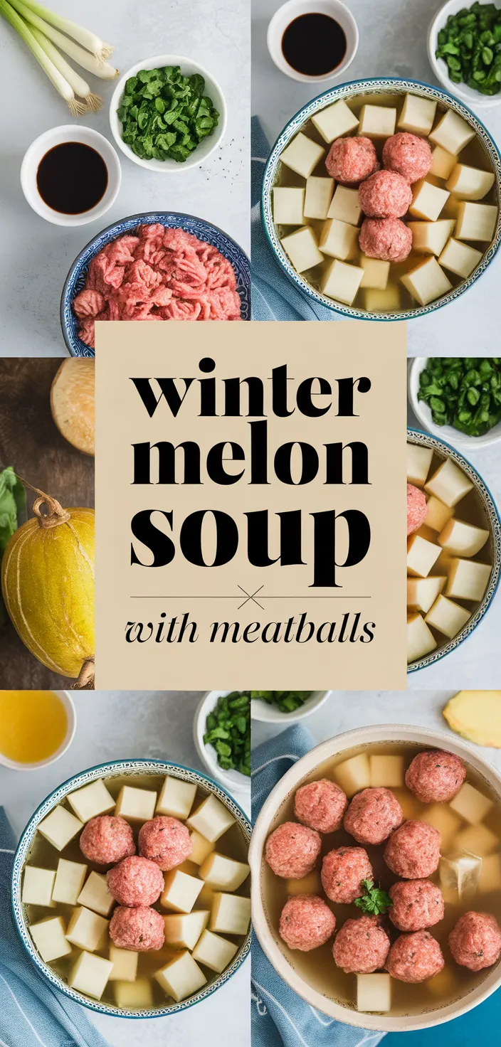 A photo of Winter Melon Soup With Meatballs Recipe