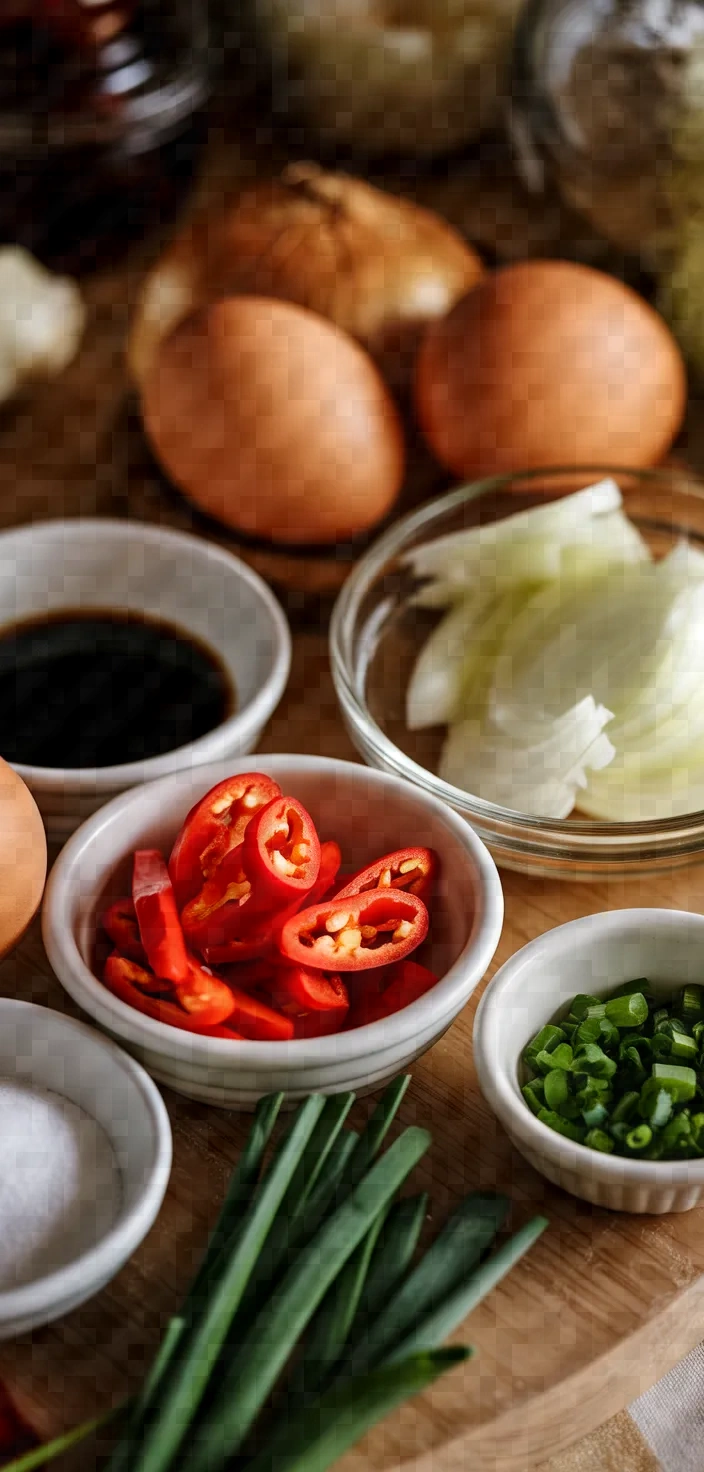 Ingredients photo for Egg Pickled Chili Stir Fry Recipe