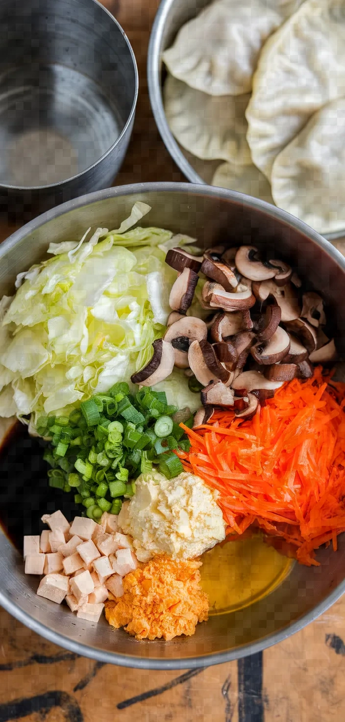 Ingredients photo for Pan Fried Vegetarian Dumplings Recipe