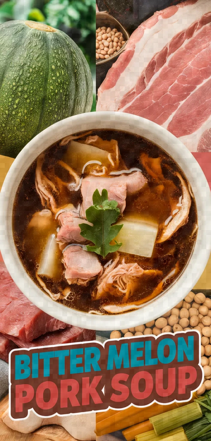 A photo of Bitter Melon Soybean And Pork Ribs Soup Recipe