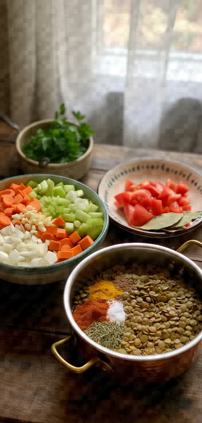 Ingredients photo for Instant Pot Lentil Soup Recipe
