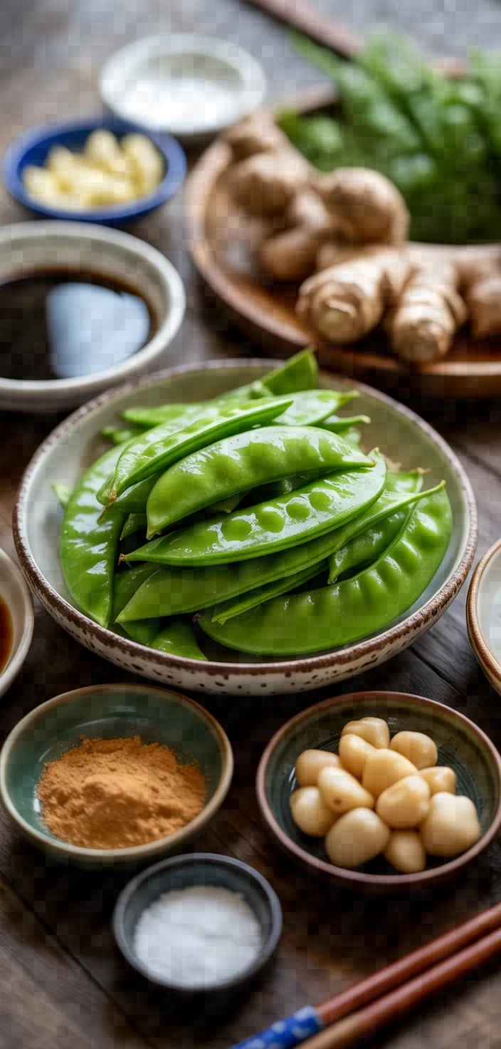 Ingredients photo for Stir Fried Snow Peas And Water Chestnuts Recipe
